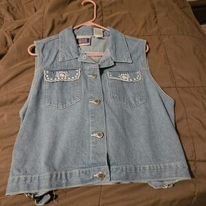 Women's Bill Blass jeans blue denim vest Size Large Vintage